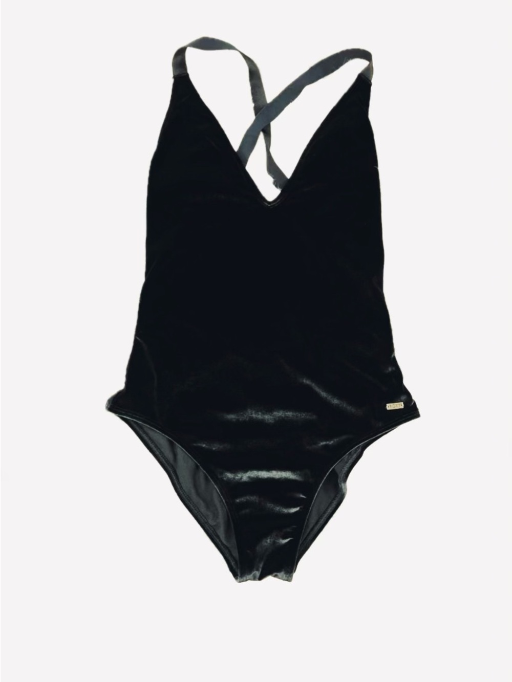 Roxy Black Velvet Bodysuit with Crisscross Straps